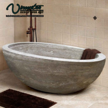 2018 New Custom Made Round Black Freestanding Natural Stone Bathtub For Sale Freestanding